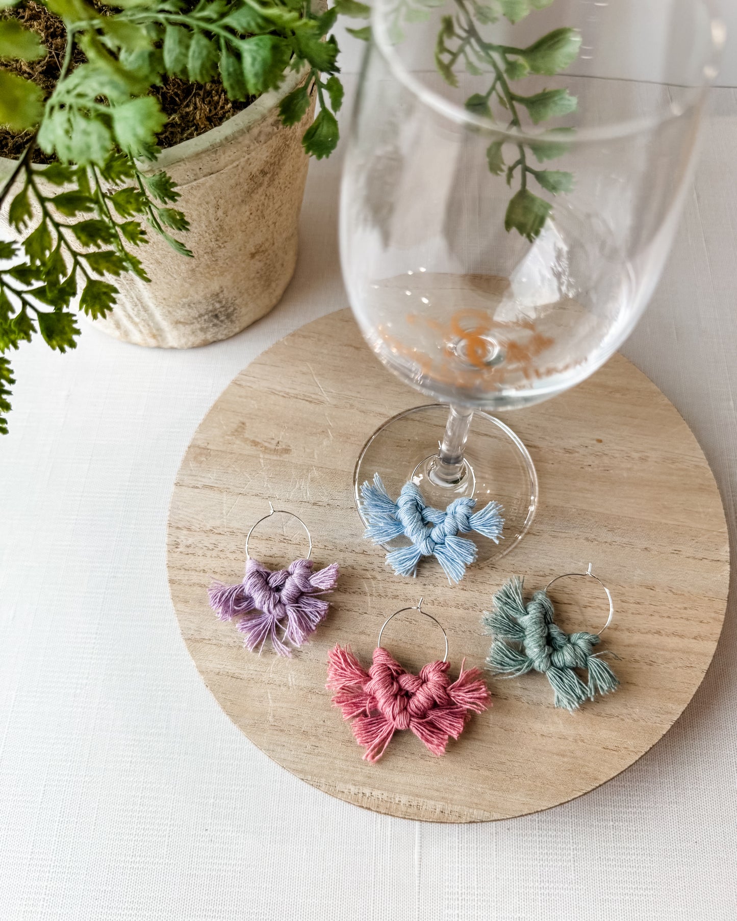 Macrame Wine Glass Charms - Garden Party