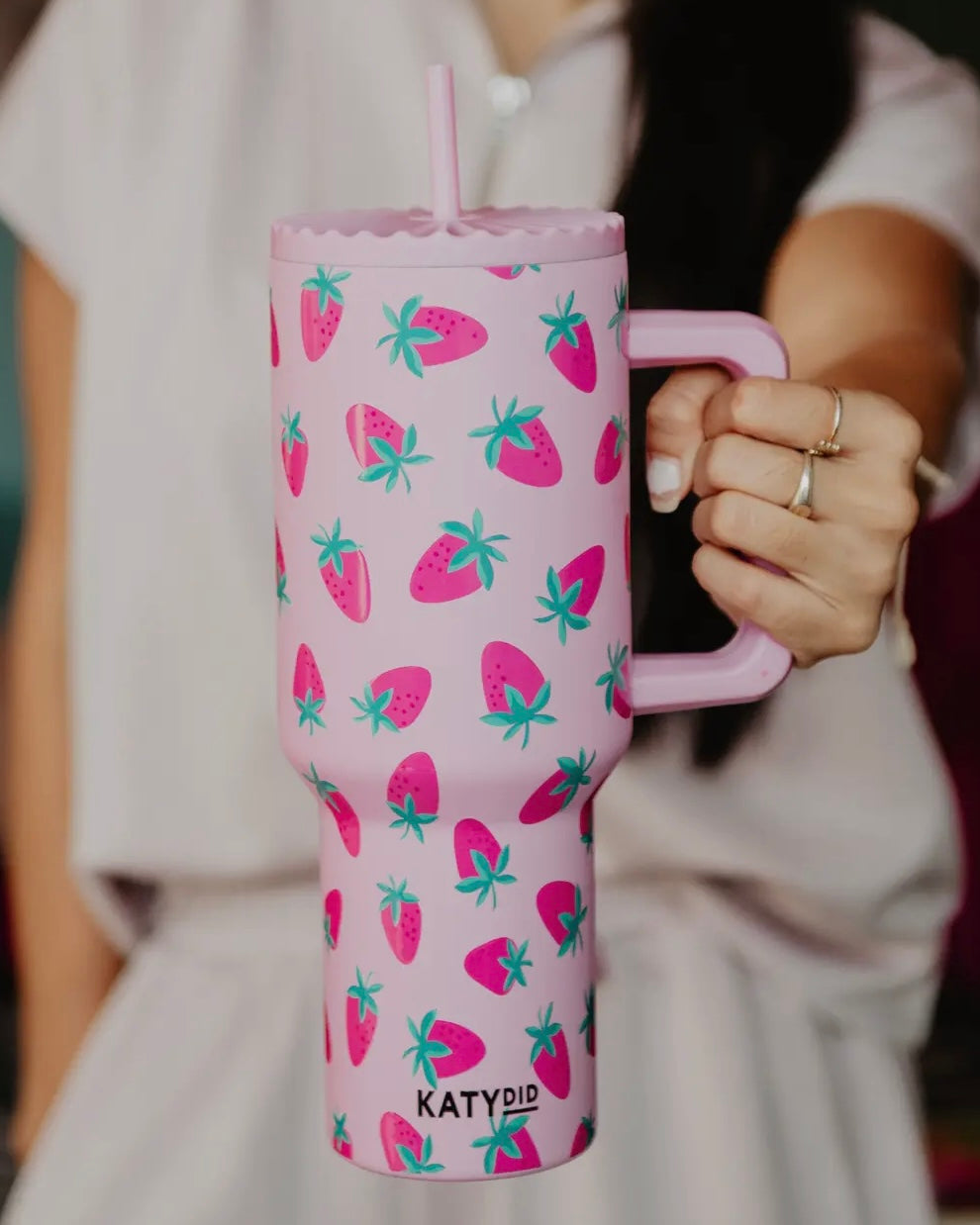 Take Me Everywhere Pink Strawberry Tumbler