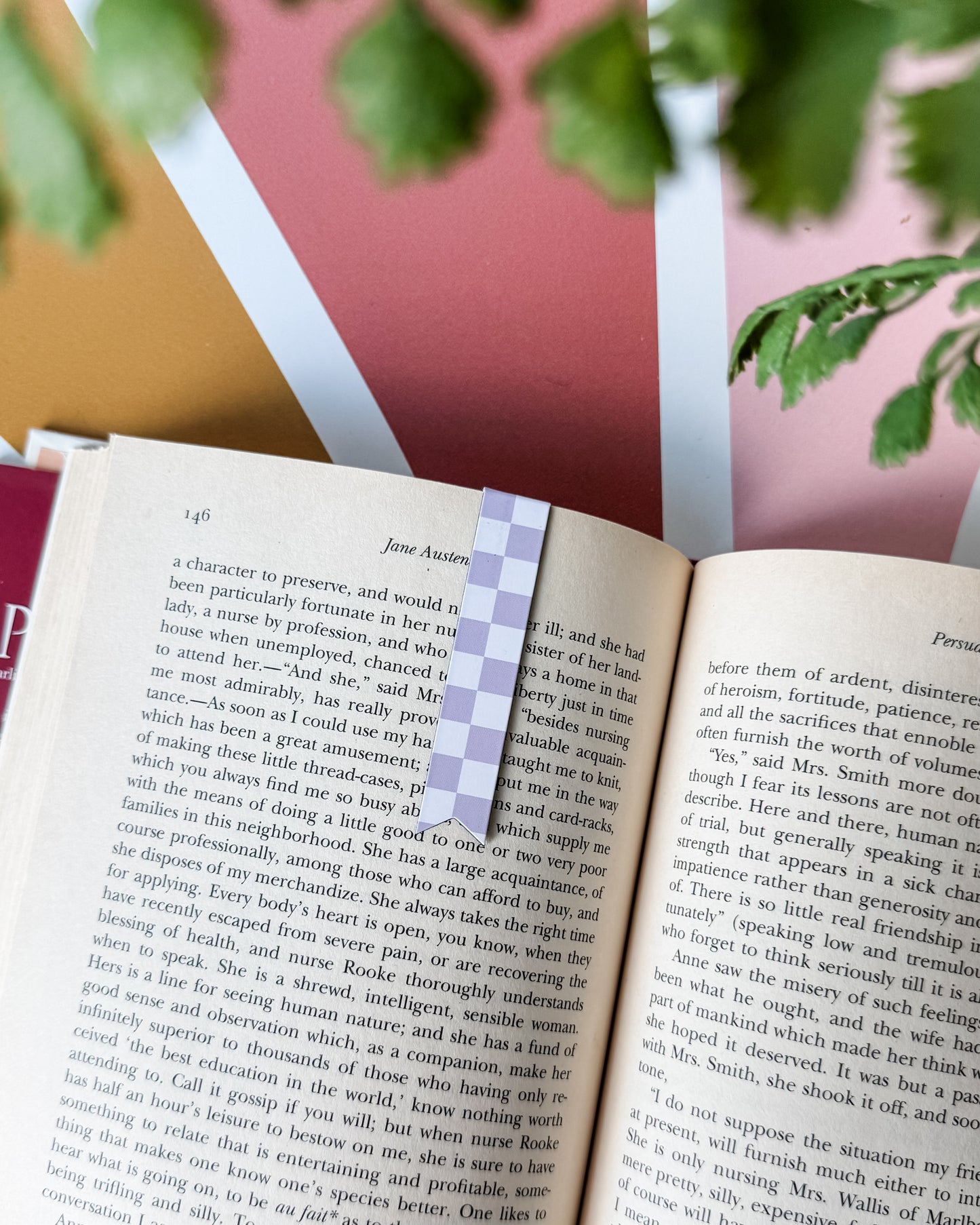 Checkerboard Magnetic Bookmark - Lilac
