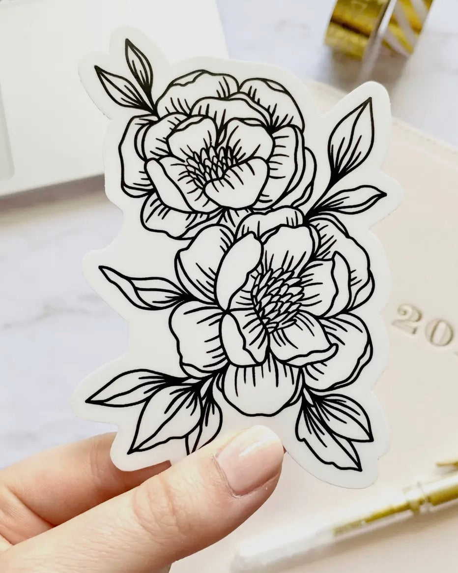 Line Drawn Peonies Sticker