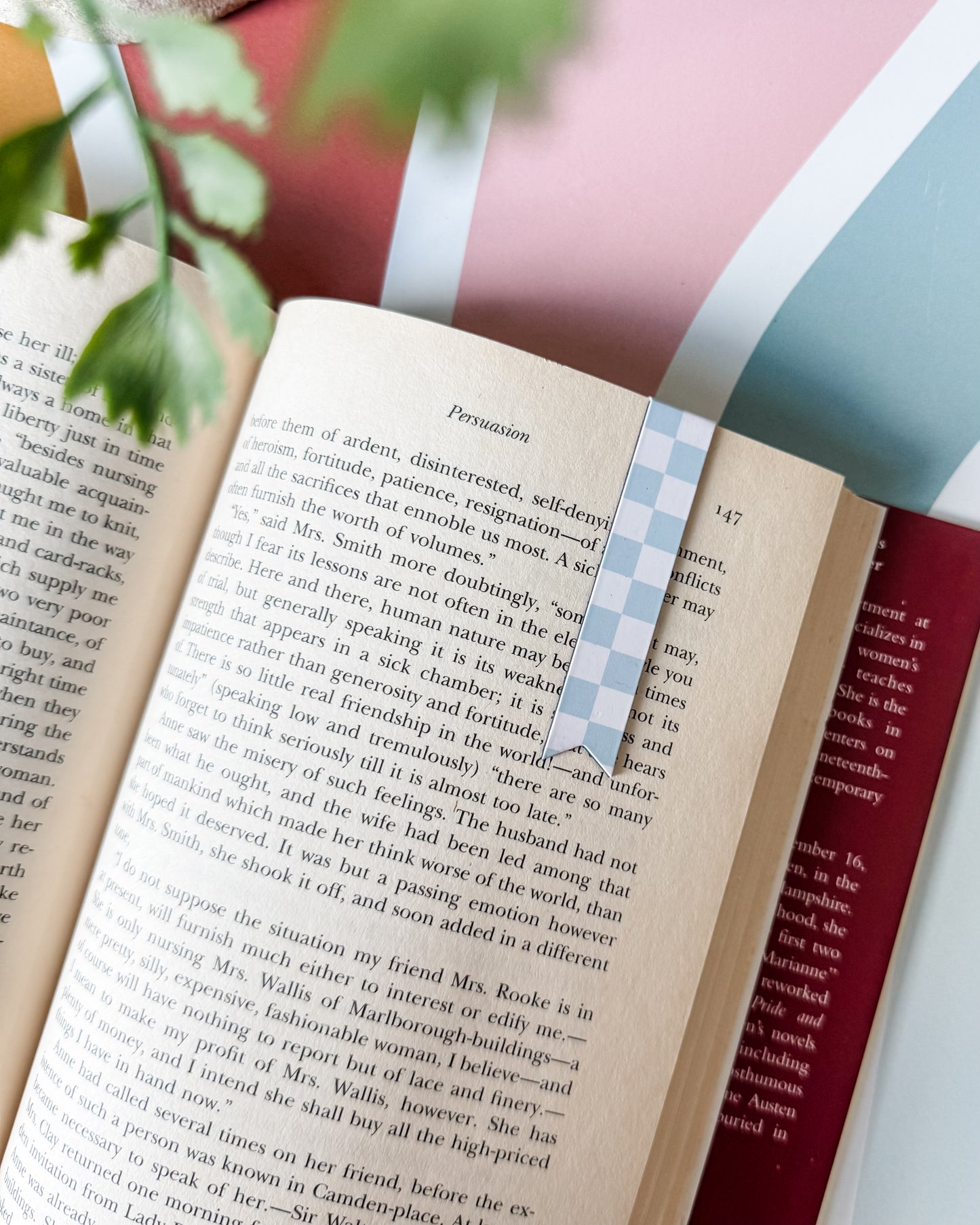 Checkerboard Magnetic Bookmark - Light Blue