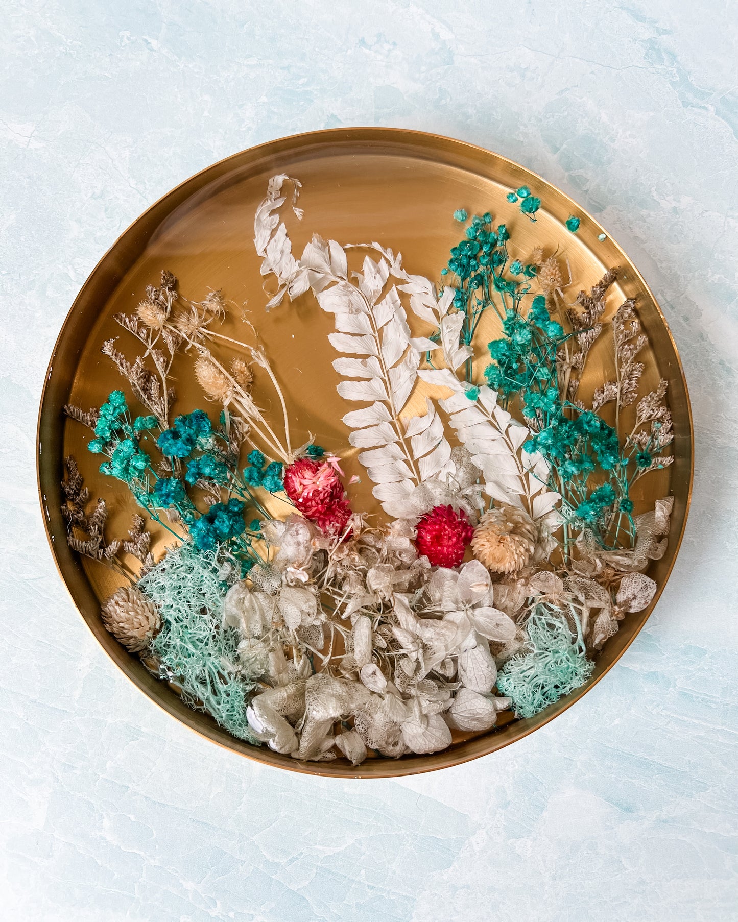 Golden Meadow Botanical Resin Tray