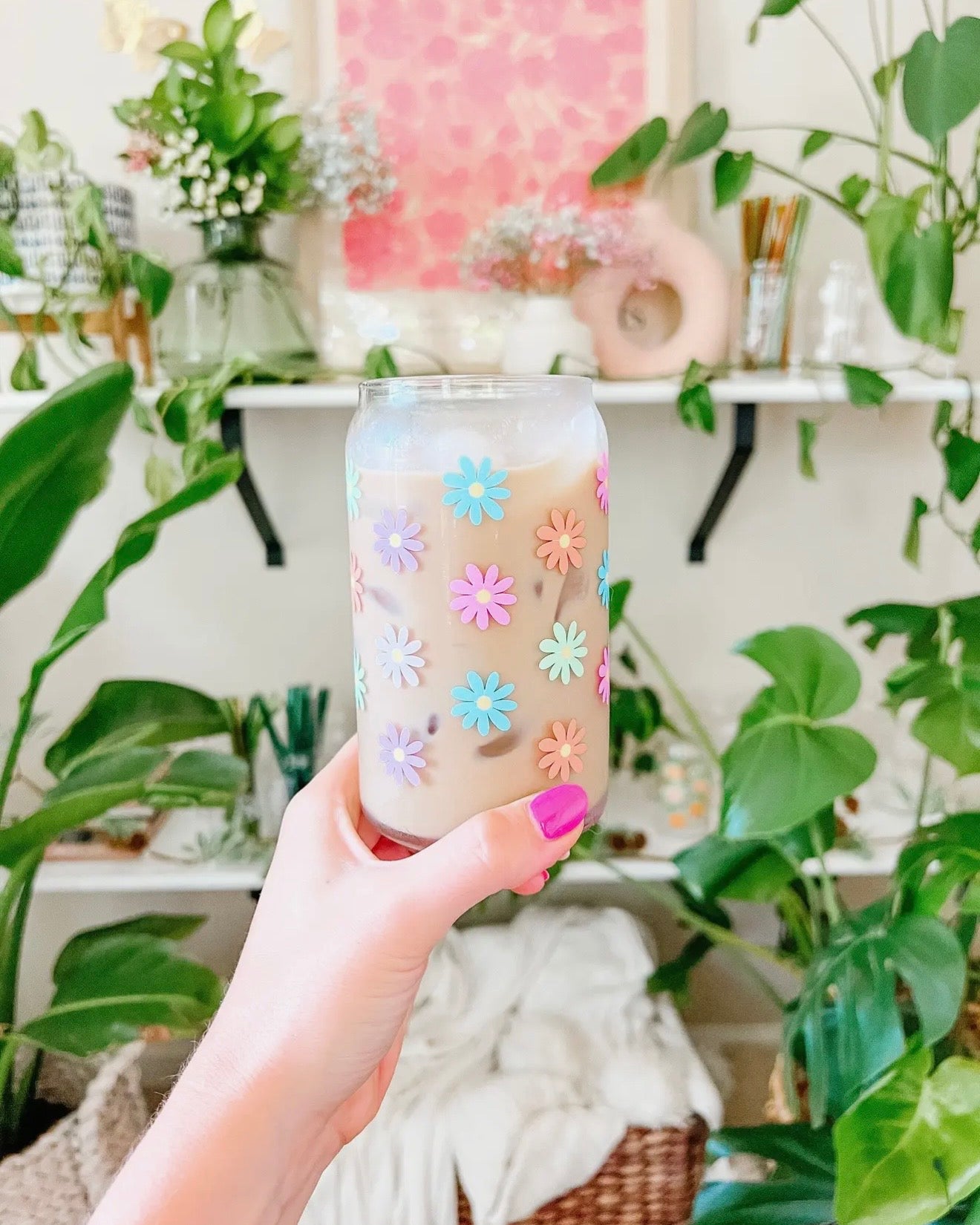 Cottons Candy Daisy Iced Coffee Glass