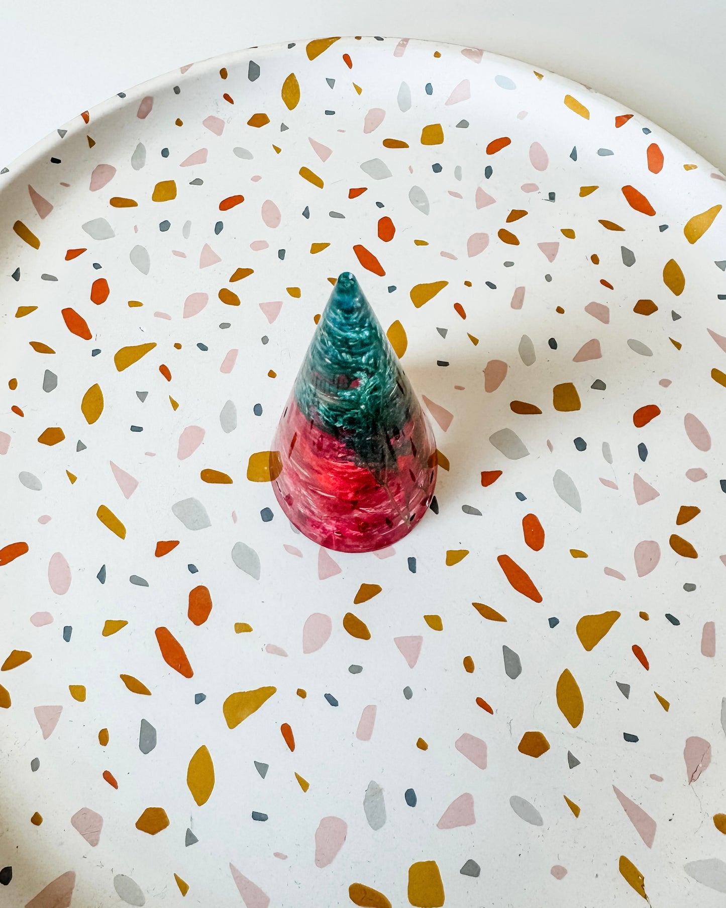 Floral Cone Ring Holder - Teal + Hot Pink