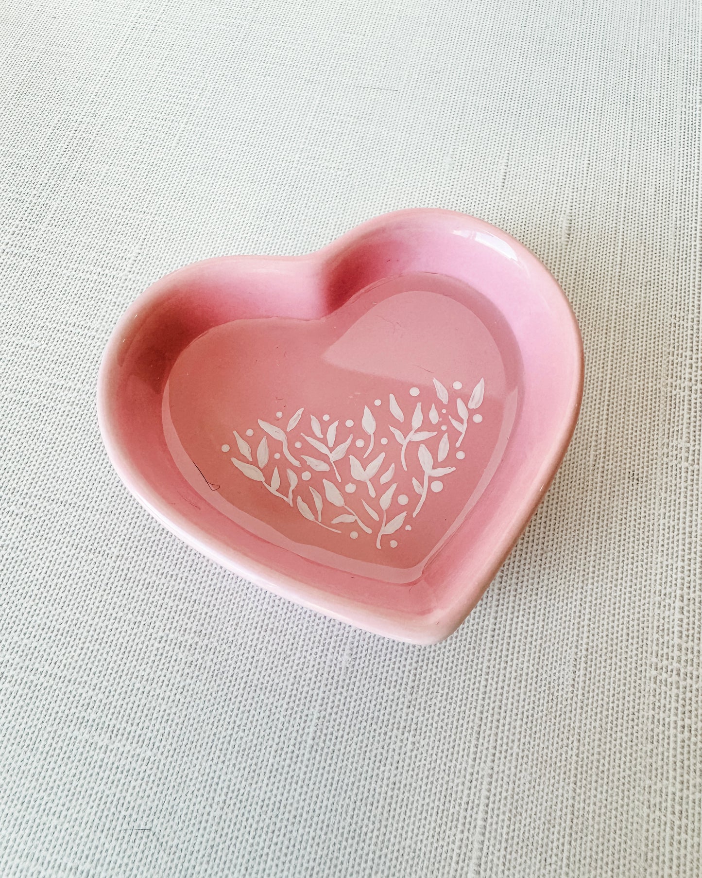 Botanical Heart Trinket Dish - Pink