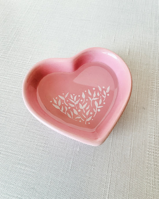 Botanical Heart Trinket Dish - Pink