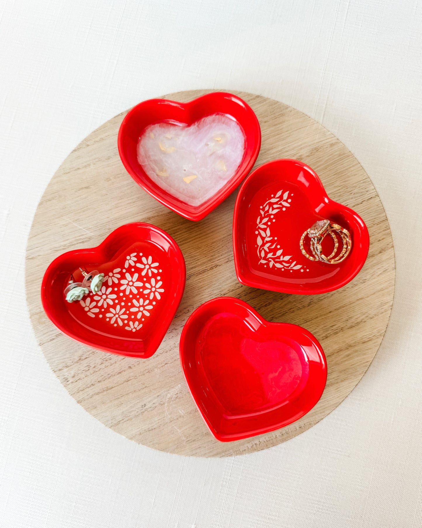 Botanical Heart Trinket Dish - Red