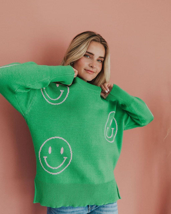 Smiley Face Sweater - Green