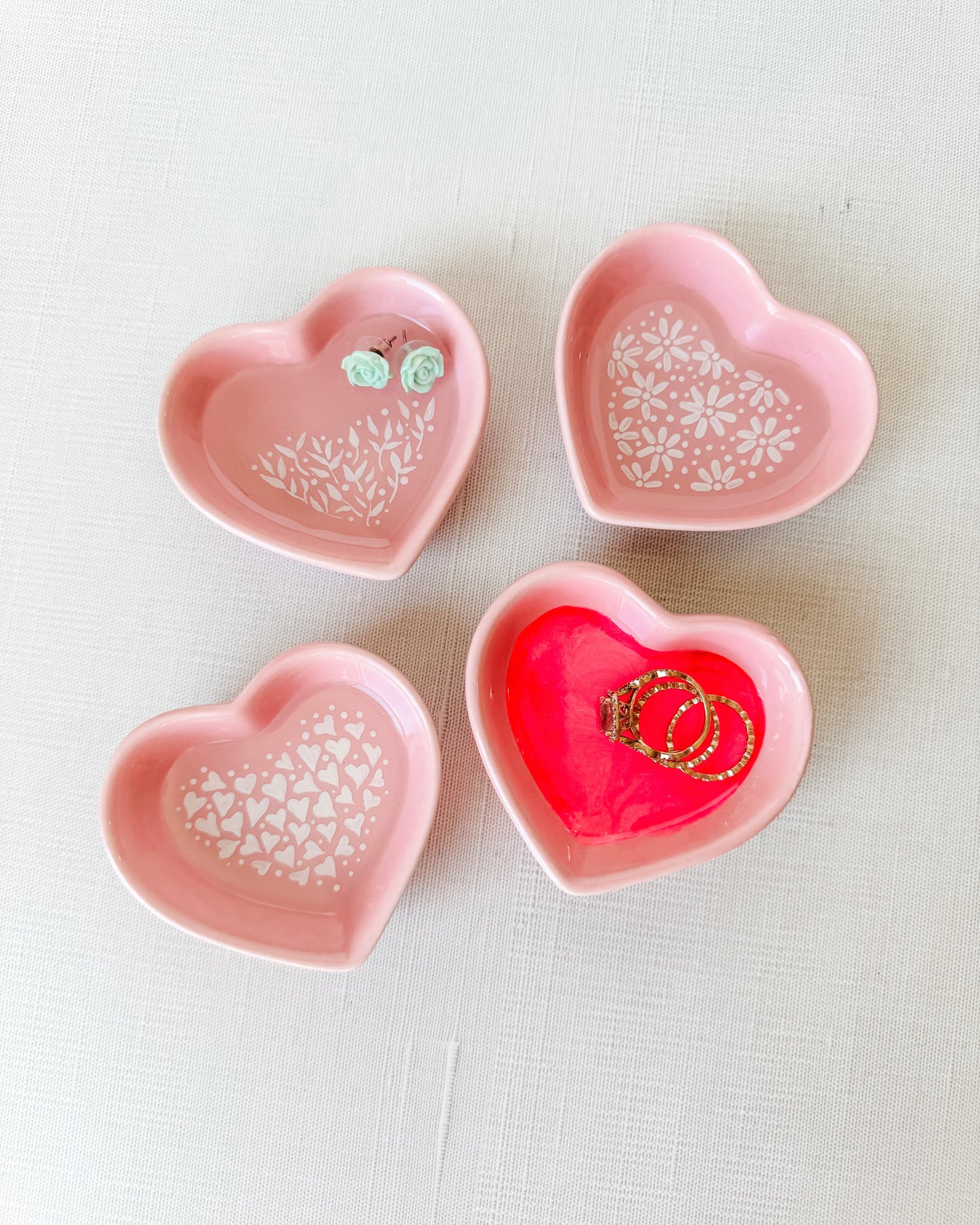 Botanical Heart Trinket Dish - Pink