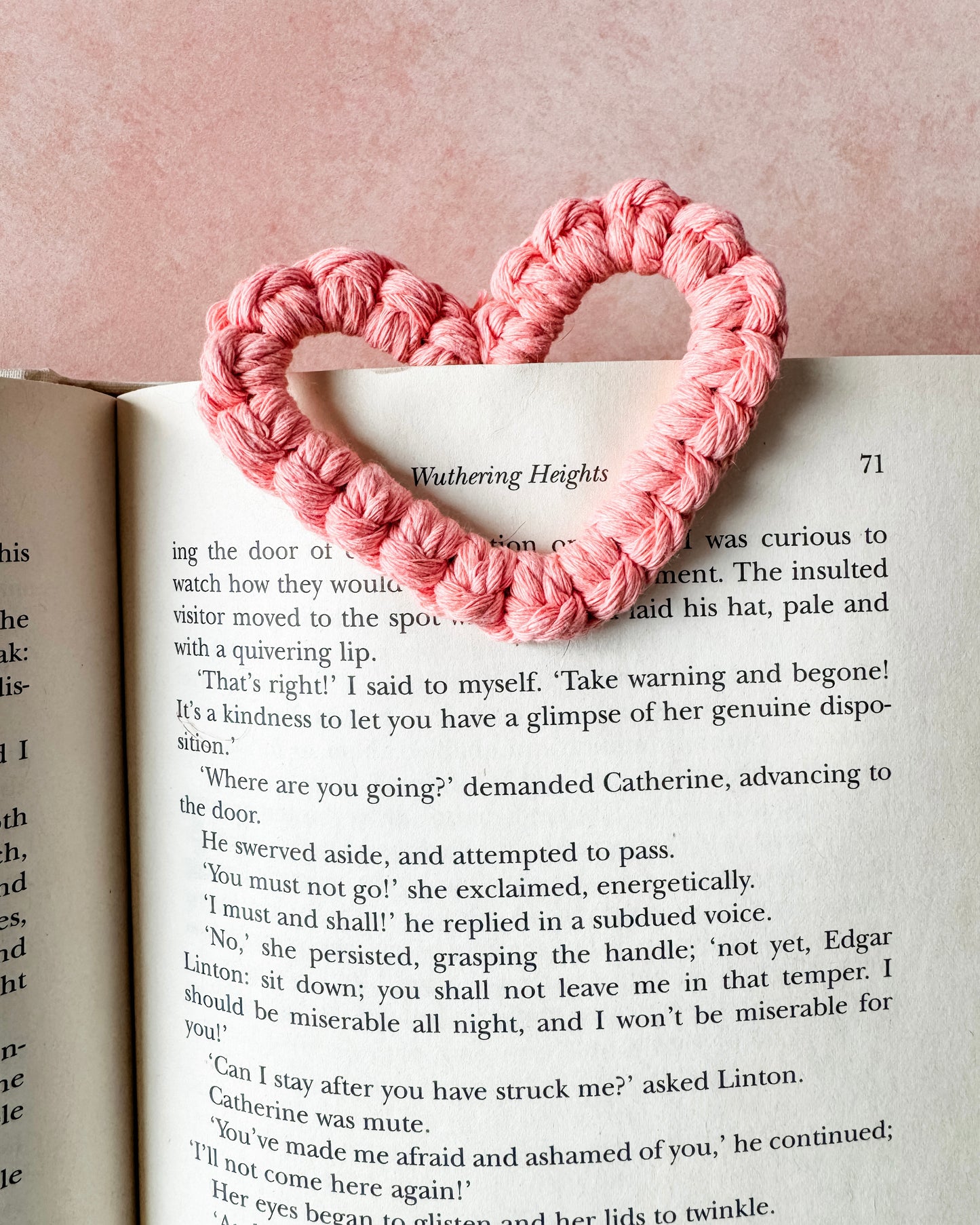 Macrame Heart Bookmark - Pink