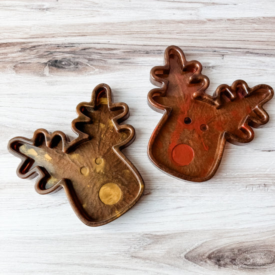 Reindeer Resin Tray - Gold & Brown