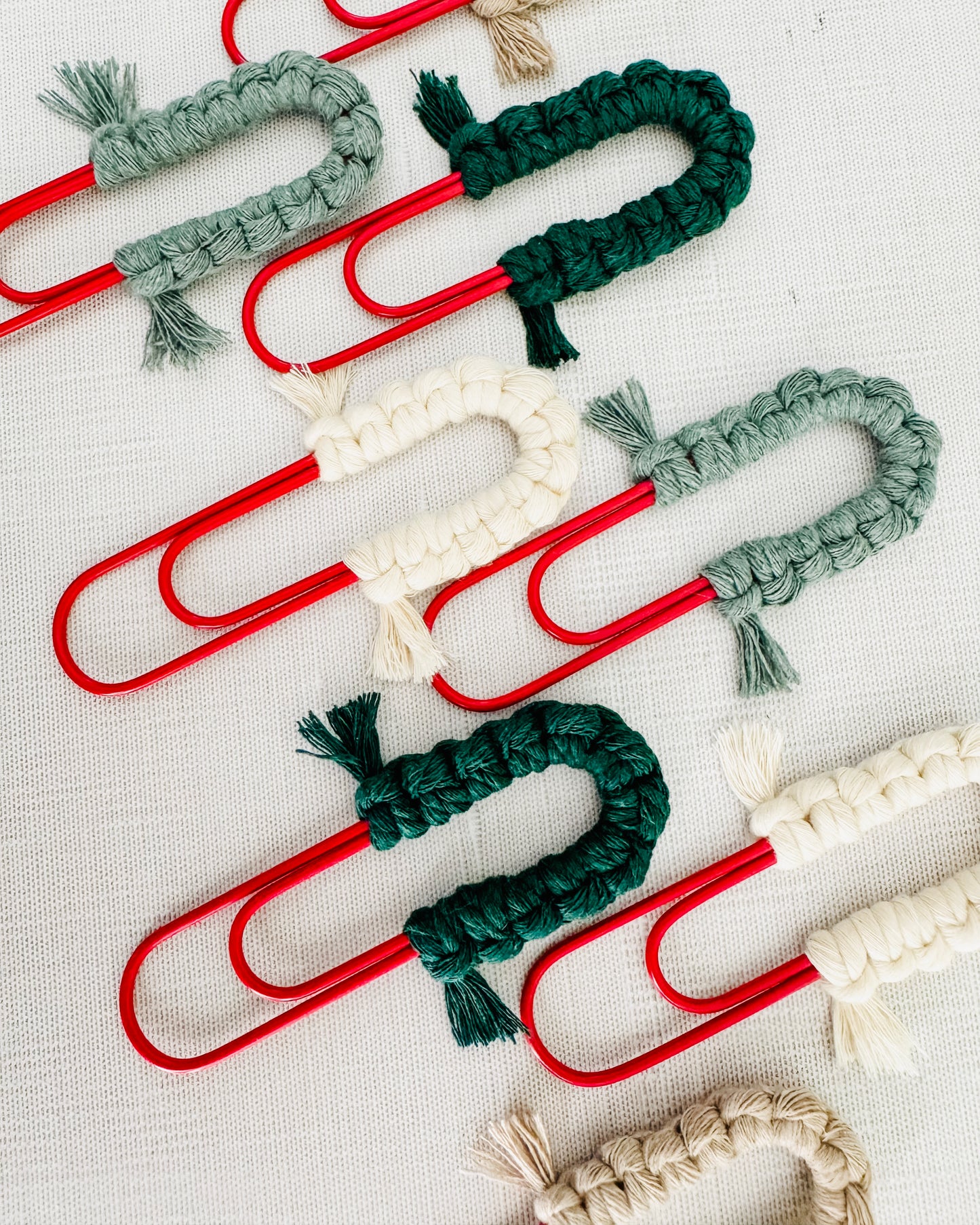 Macrame Paperclip Bookmarks - Red Paperclip