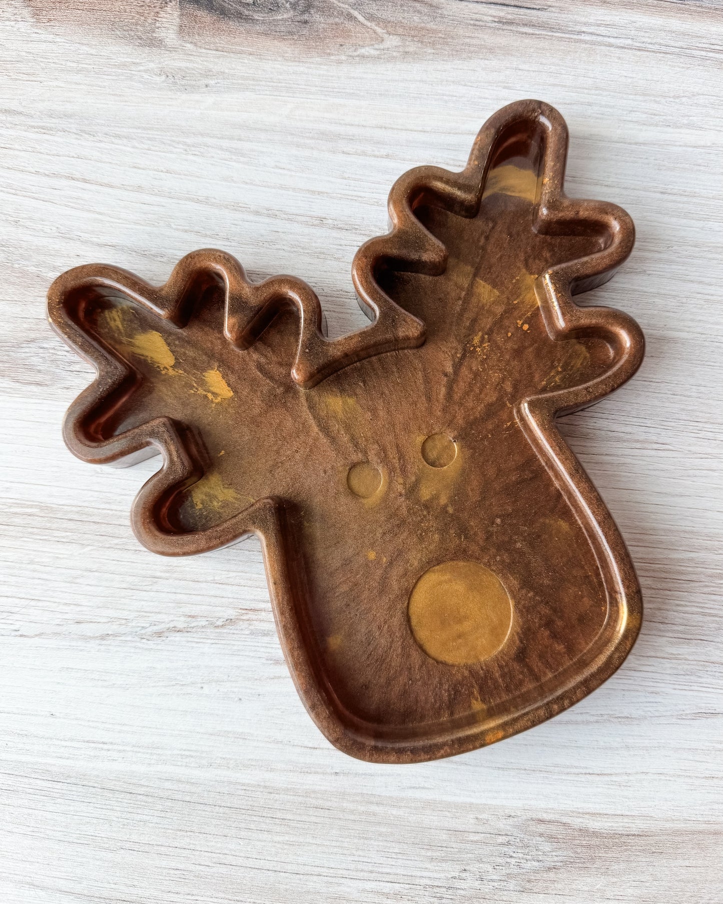 Reindeer Resin Tray - Gold & Brown