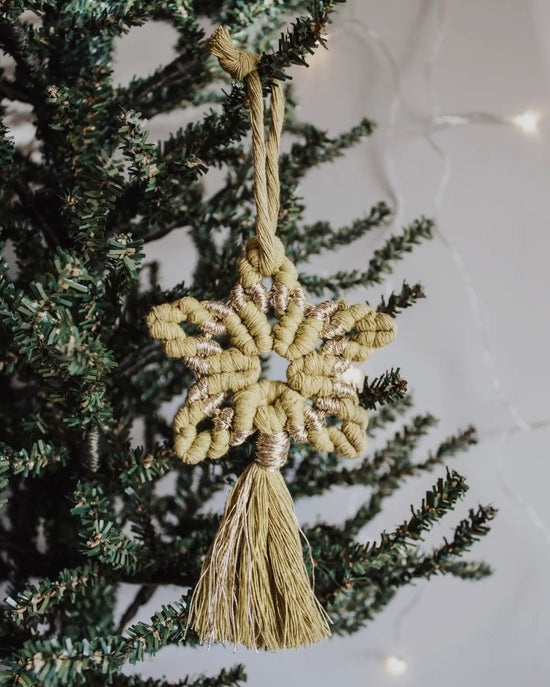 Macrame Star Ornament - Chartreuse