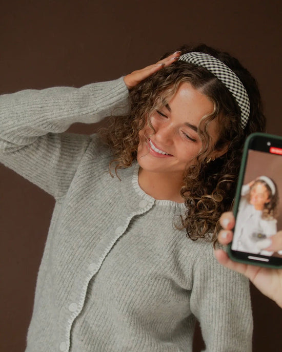 White & Black Check Headband Pre-Order