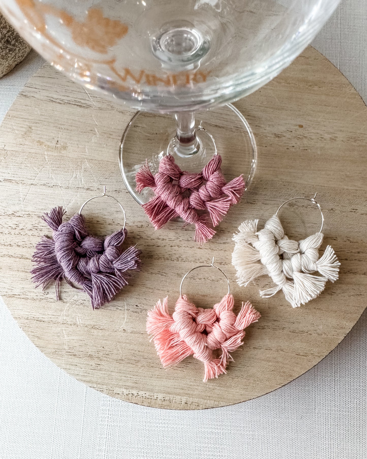 Macrame Wine Glass Charms - Ballerina