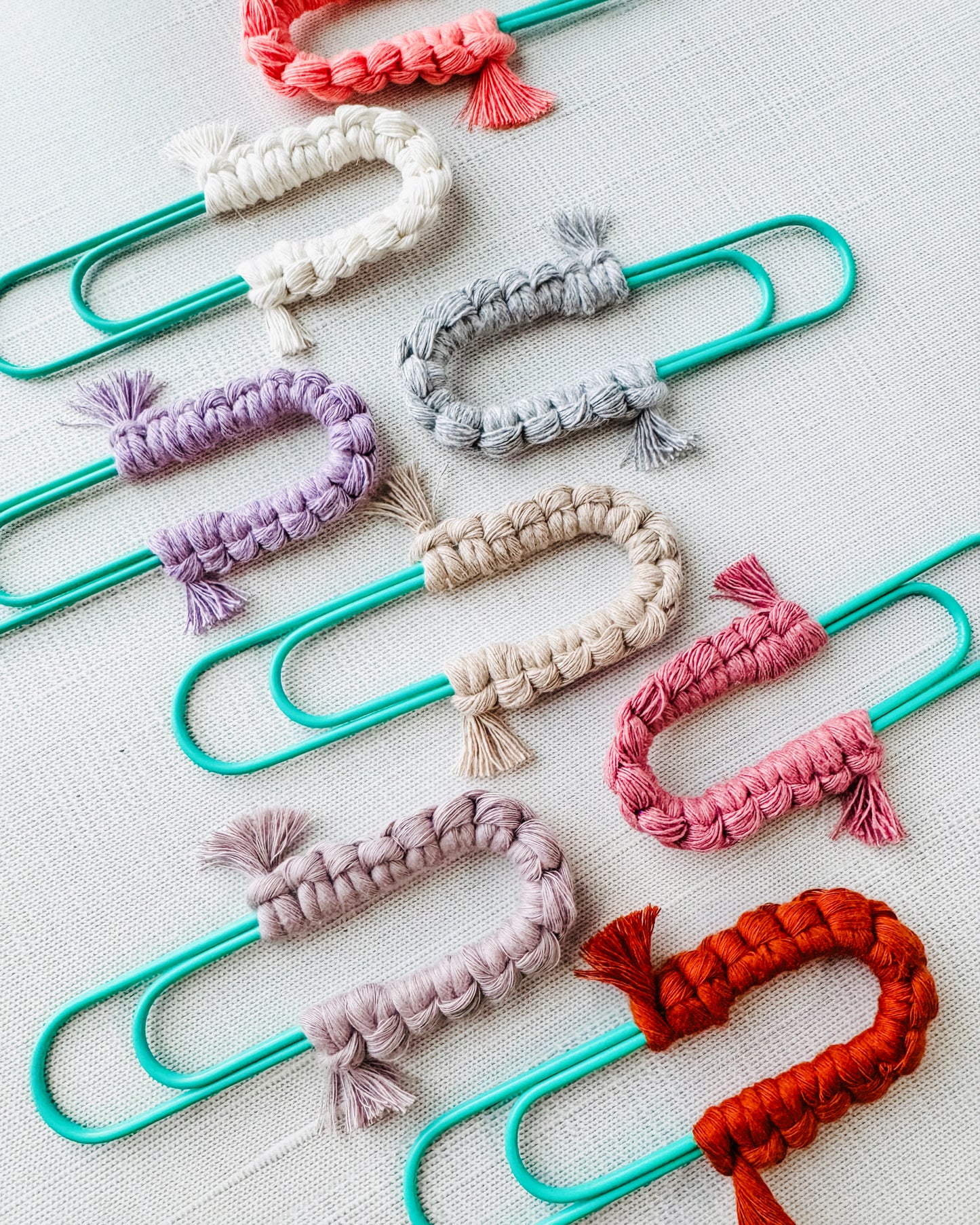 Macrame Paperclip Bookmarks - Teal Paperclip