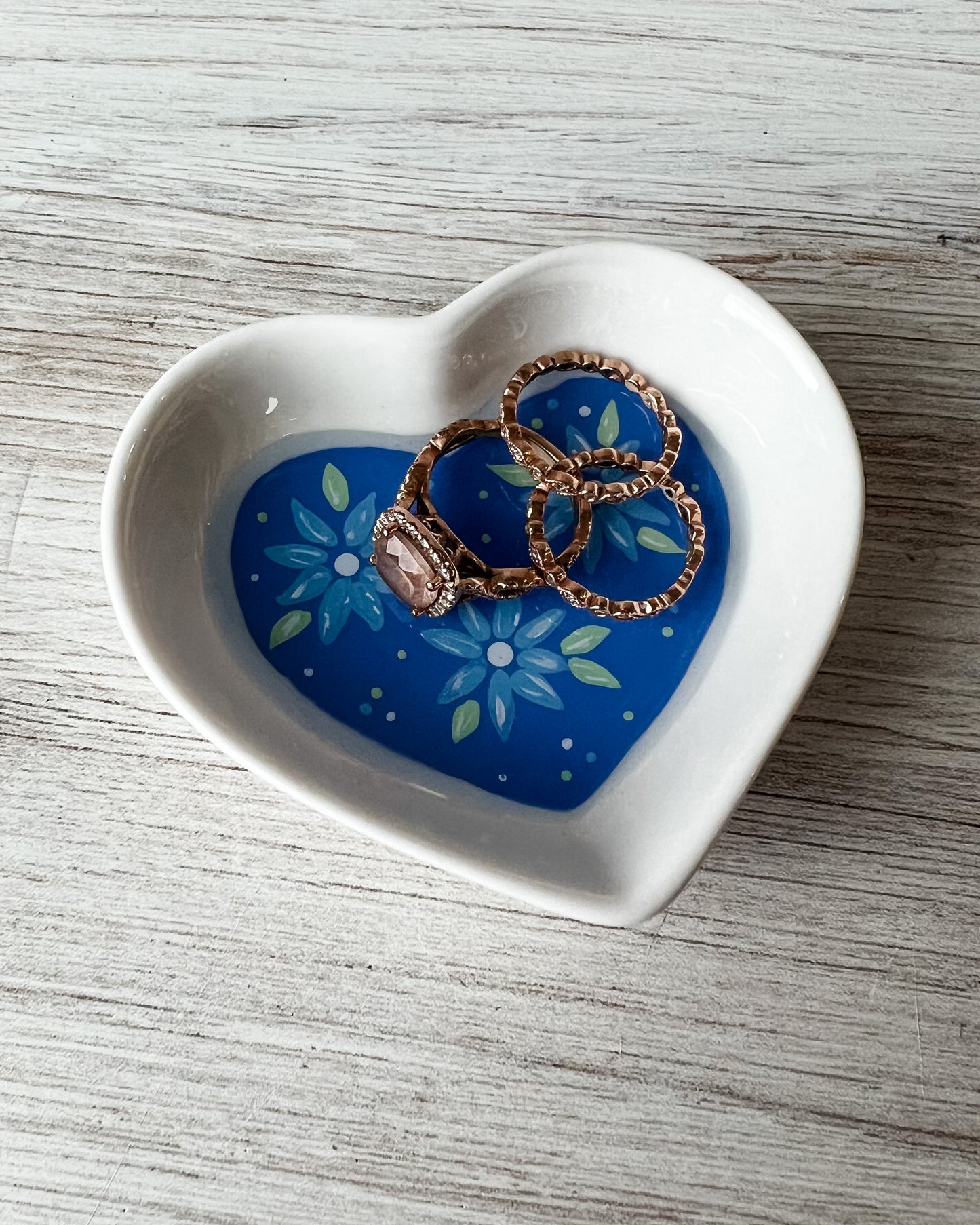 Sweet Blue Floral Trinket Dish