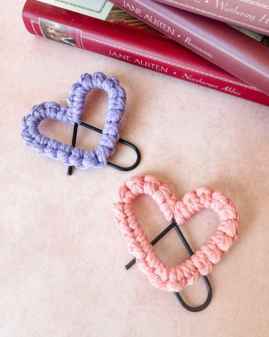 Macrame Heart Bookmark - Purple