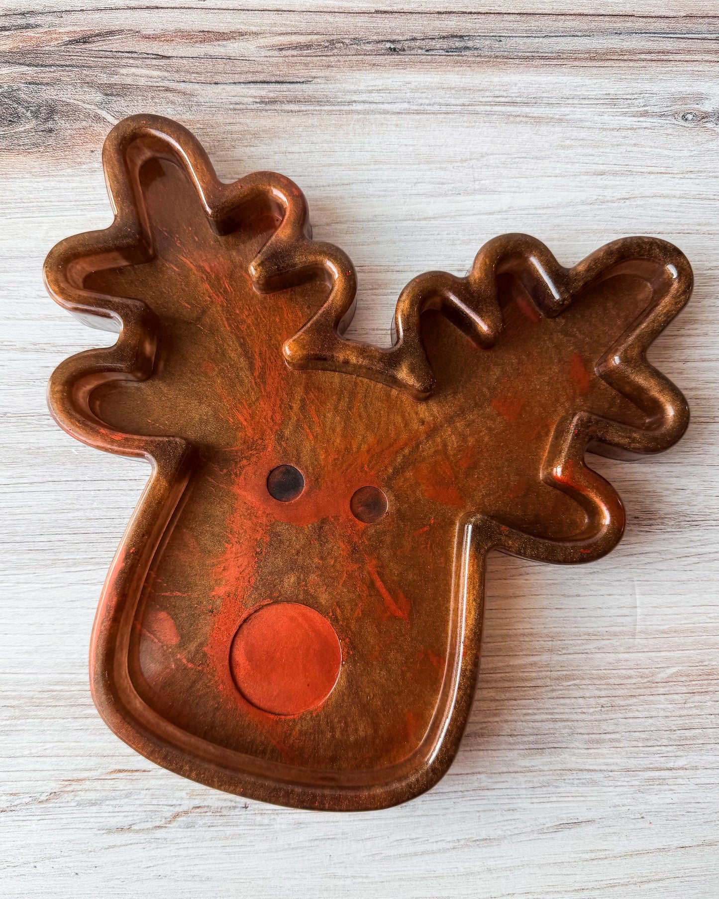 Reindeer Resin Tray - Copper & Brown