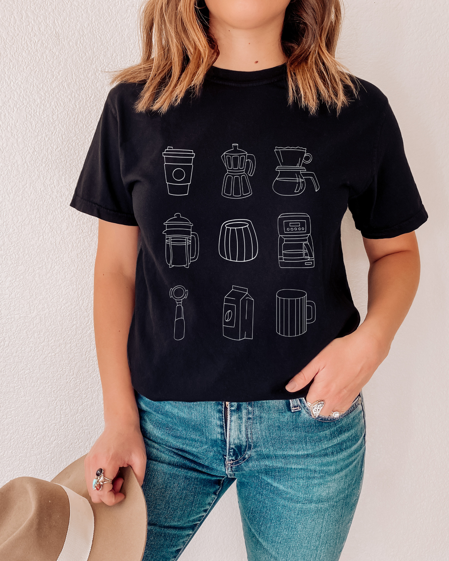 All Things Coffee Graphic Tee - Black