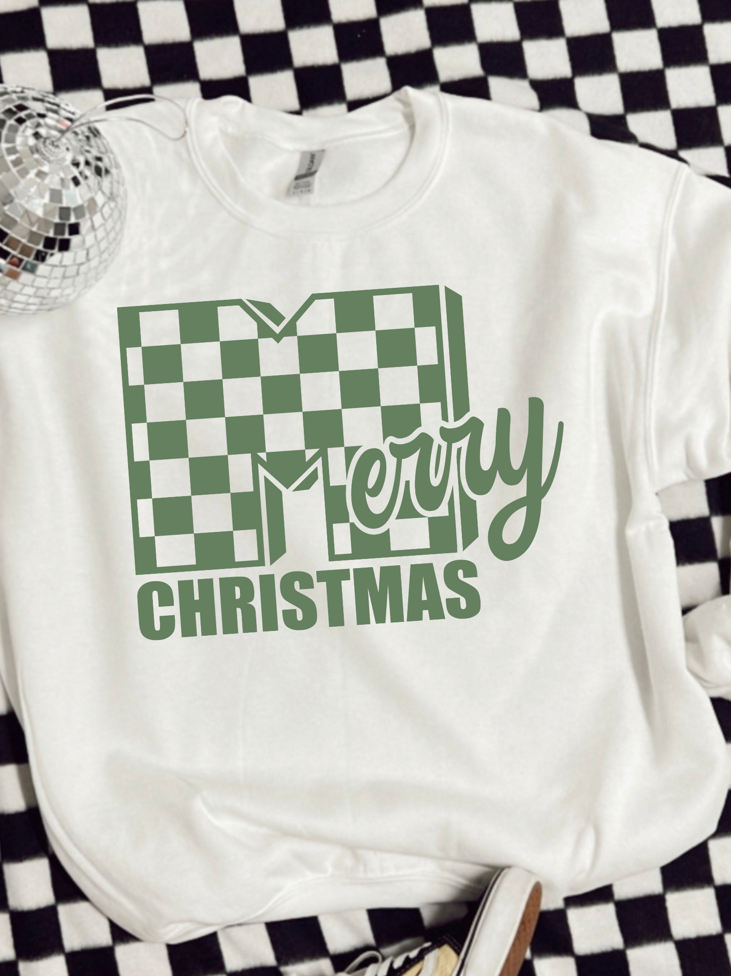 Merry Christmas Checkered Crewneck