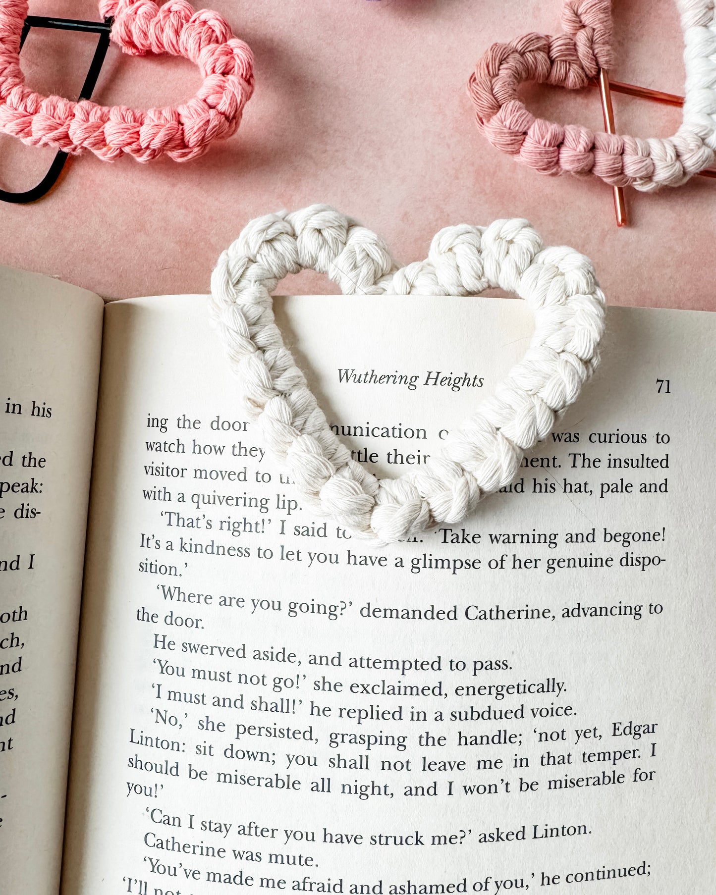 Macrame Heart Bookmarks - White