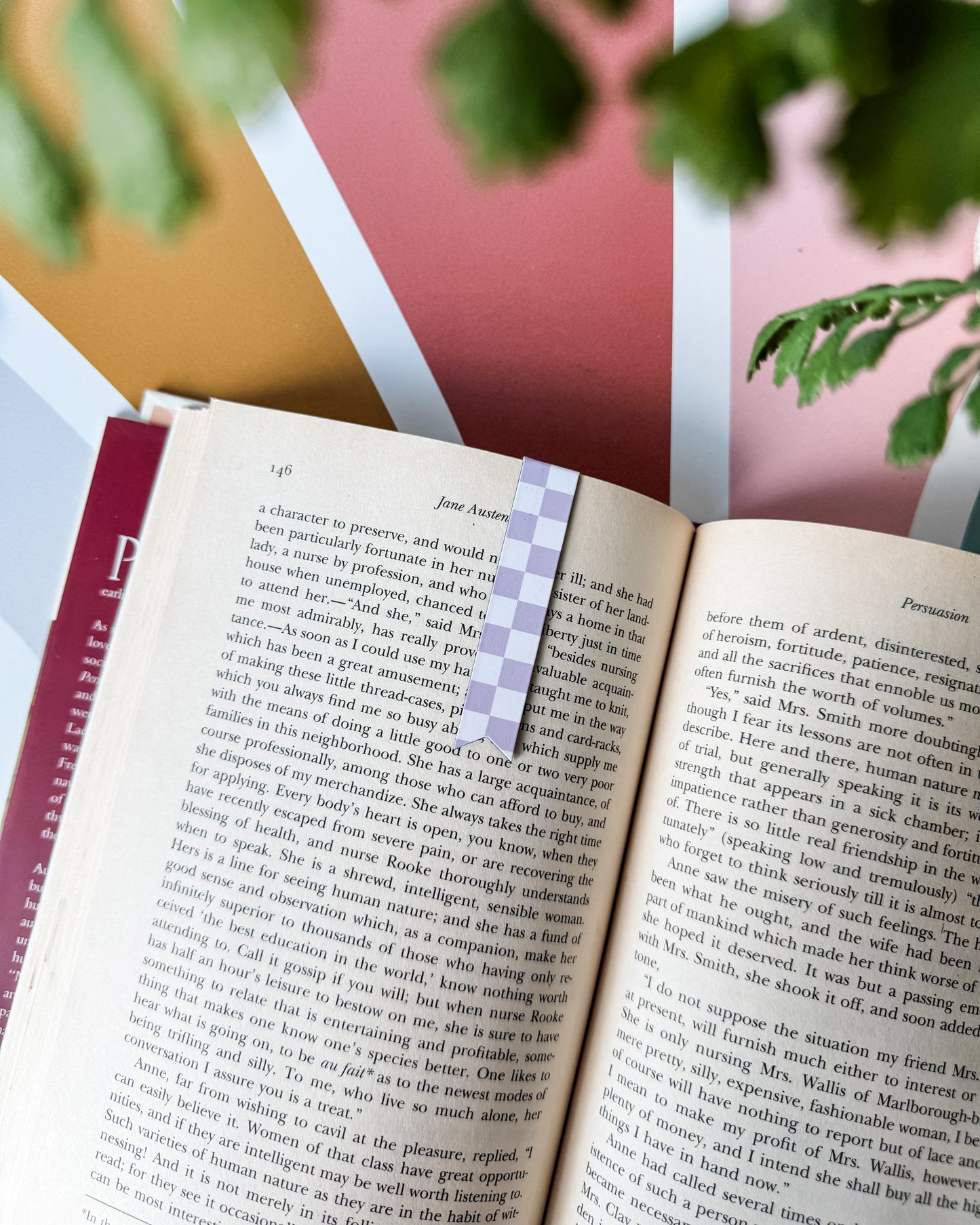 Checkerboard Magnetic Bookmark - Lilac