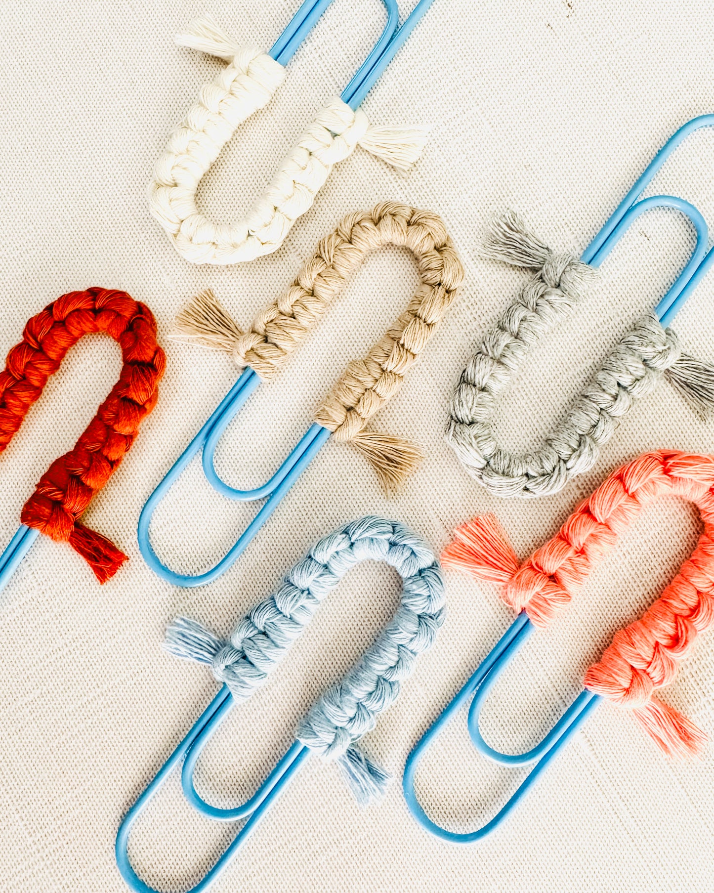 Macrame Paperclip Bookmarks - Bright Blue Paperclip