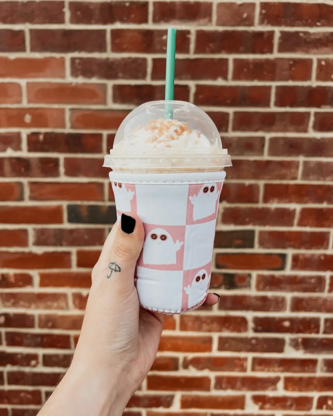 Boo Checkered Drink Sleeve