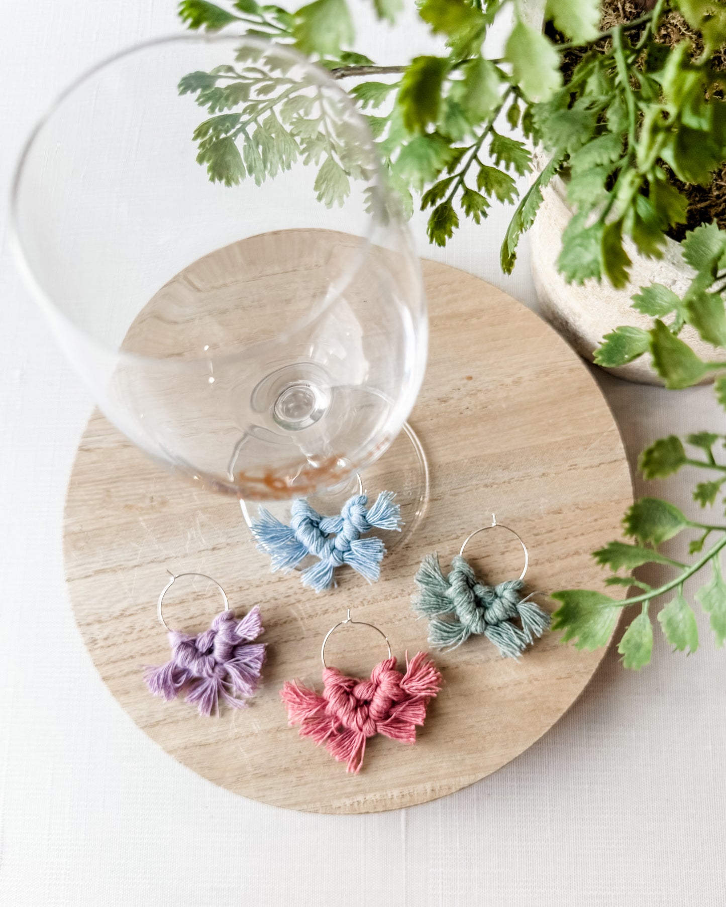 Macrame Wine Glass Charms - Garden Party