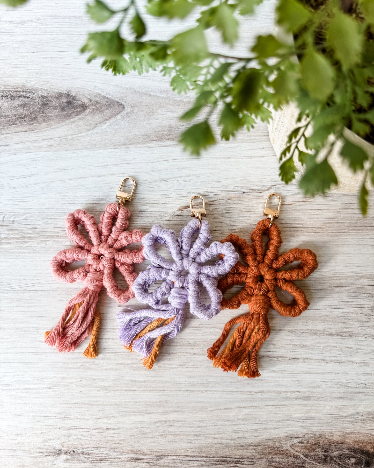 Macrame Flower Keychains