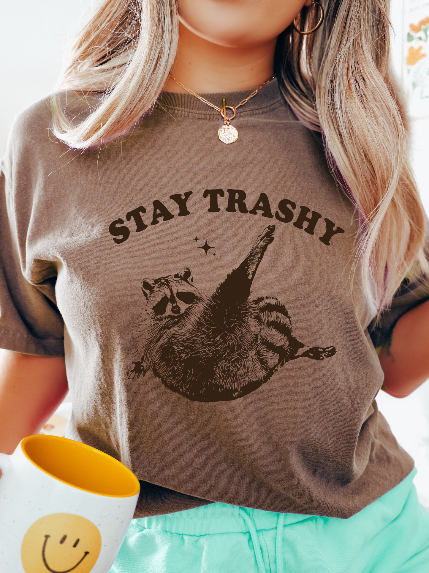 Stay Trashy Graphic Tee in Brown