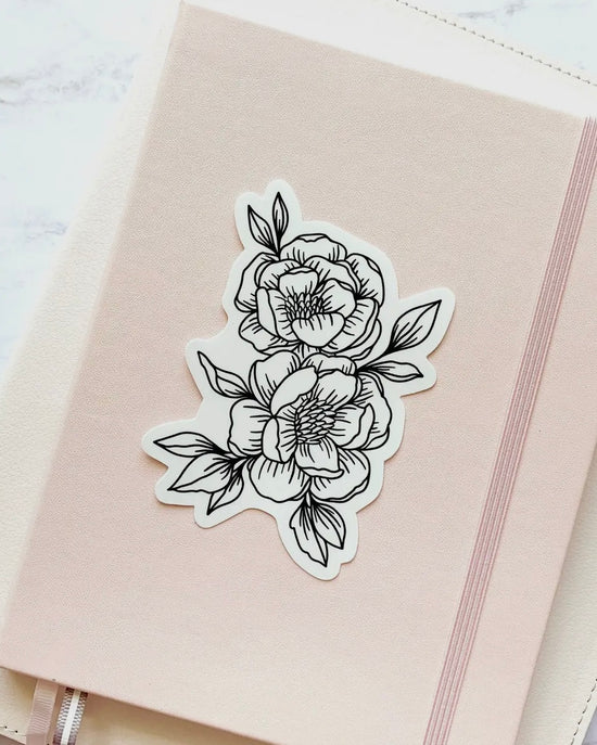 Line Drawn Peonies Sticker