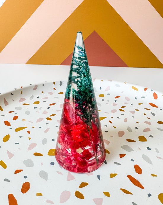 Floral Cone Ring Holder - Teal + Hot Pink