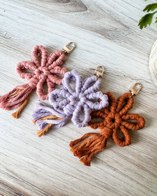 Macrame Flower Keychains