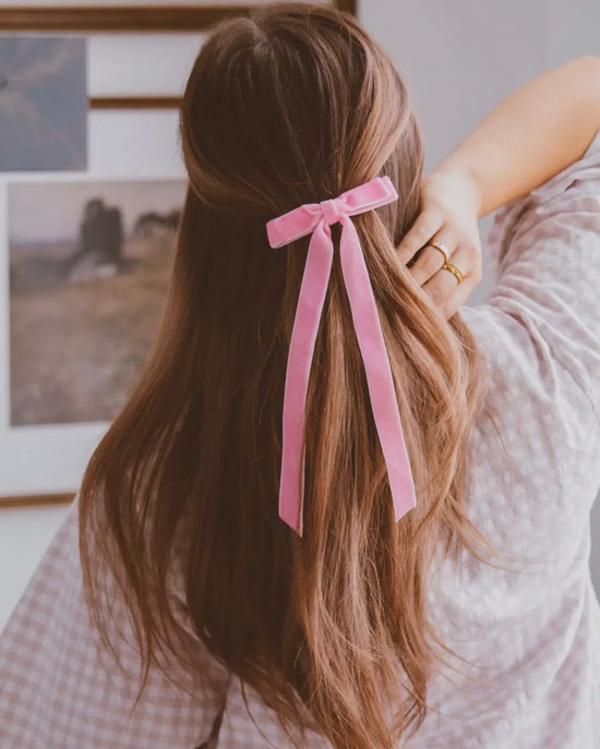 Velvet Bow Barrette - Pink Pre-Order