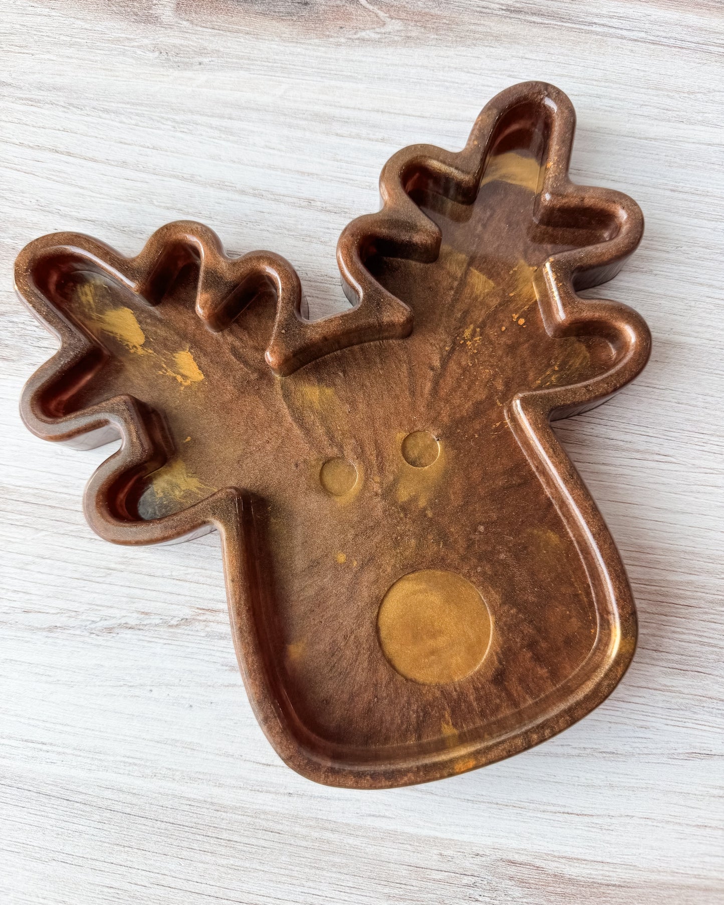 Reindeer Resin Tray - Gold & Brown