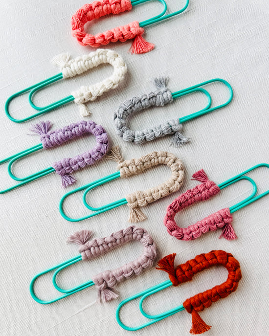 Macrame Paperclip Bookmarks - Teal Paperclip