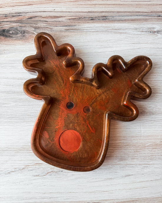 Reindeer Resin Tray - Copper & Brown