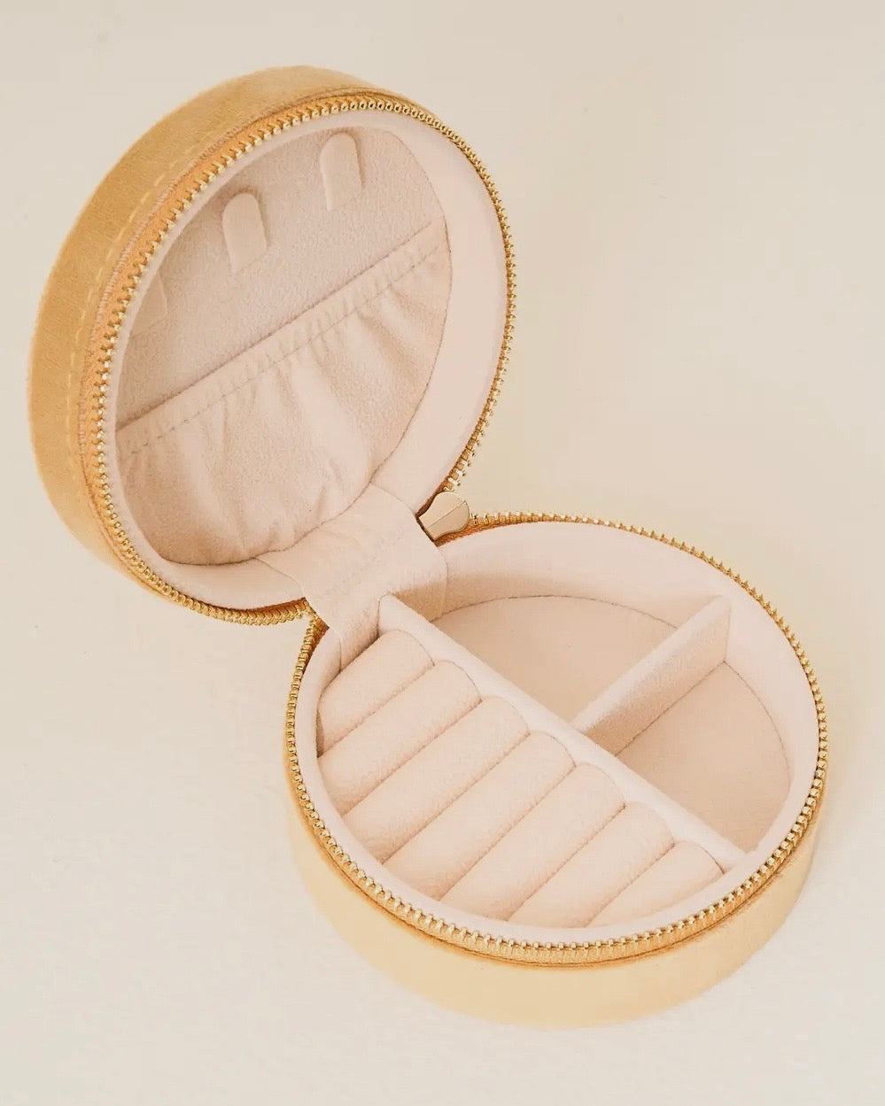 Golden Floral Velvet Jewelry Case