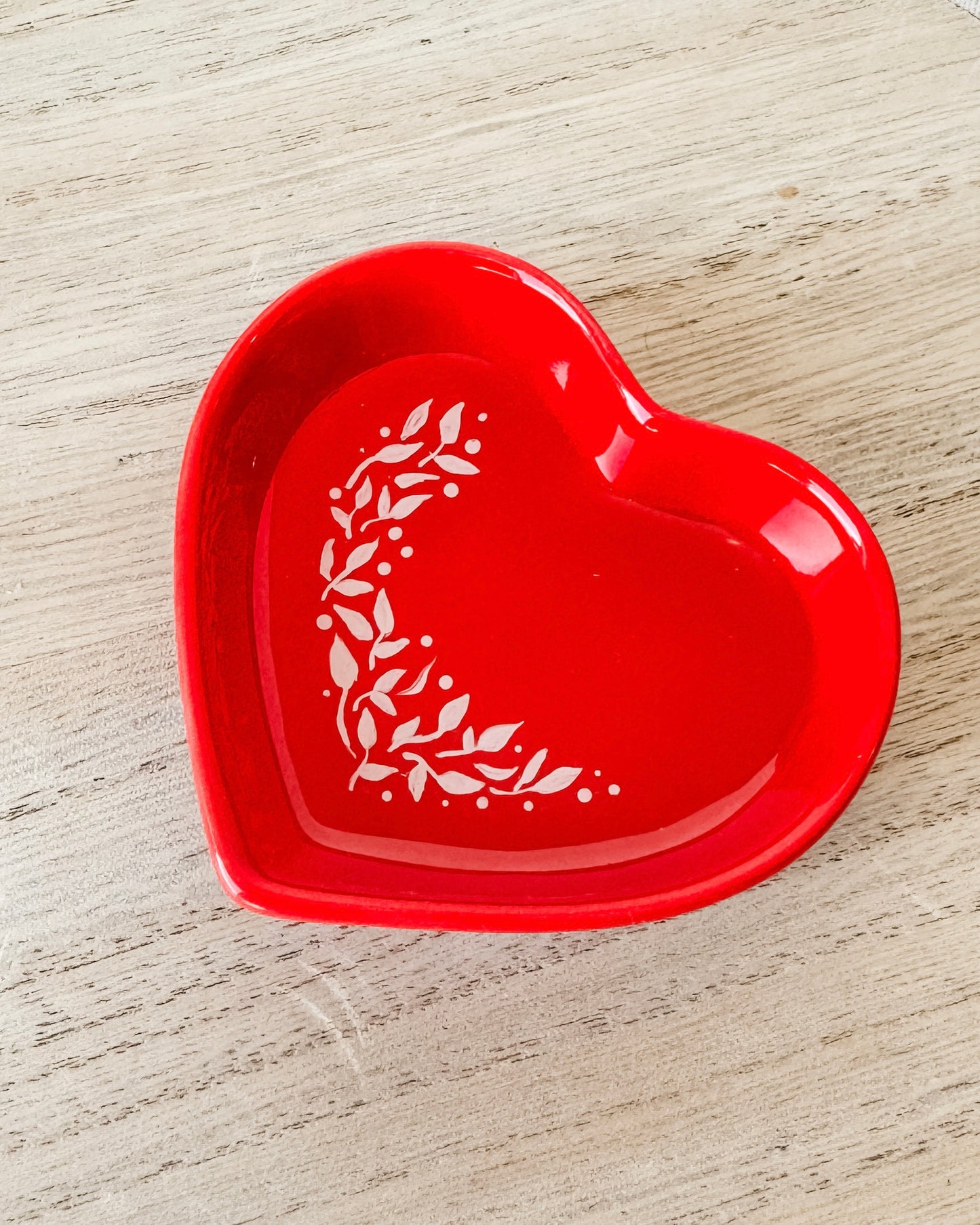 Botanical Heart Trinket Dish - Red