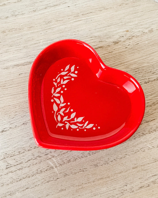 Botanical Heart Trinket Dish - Red