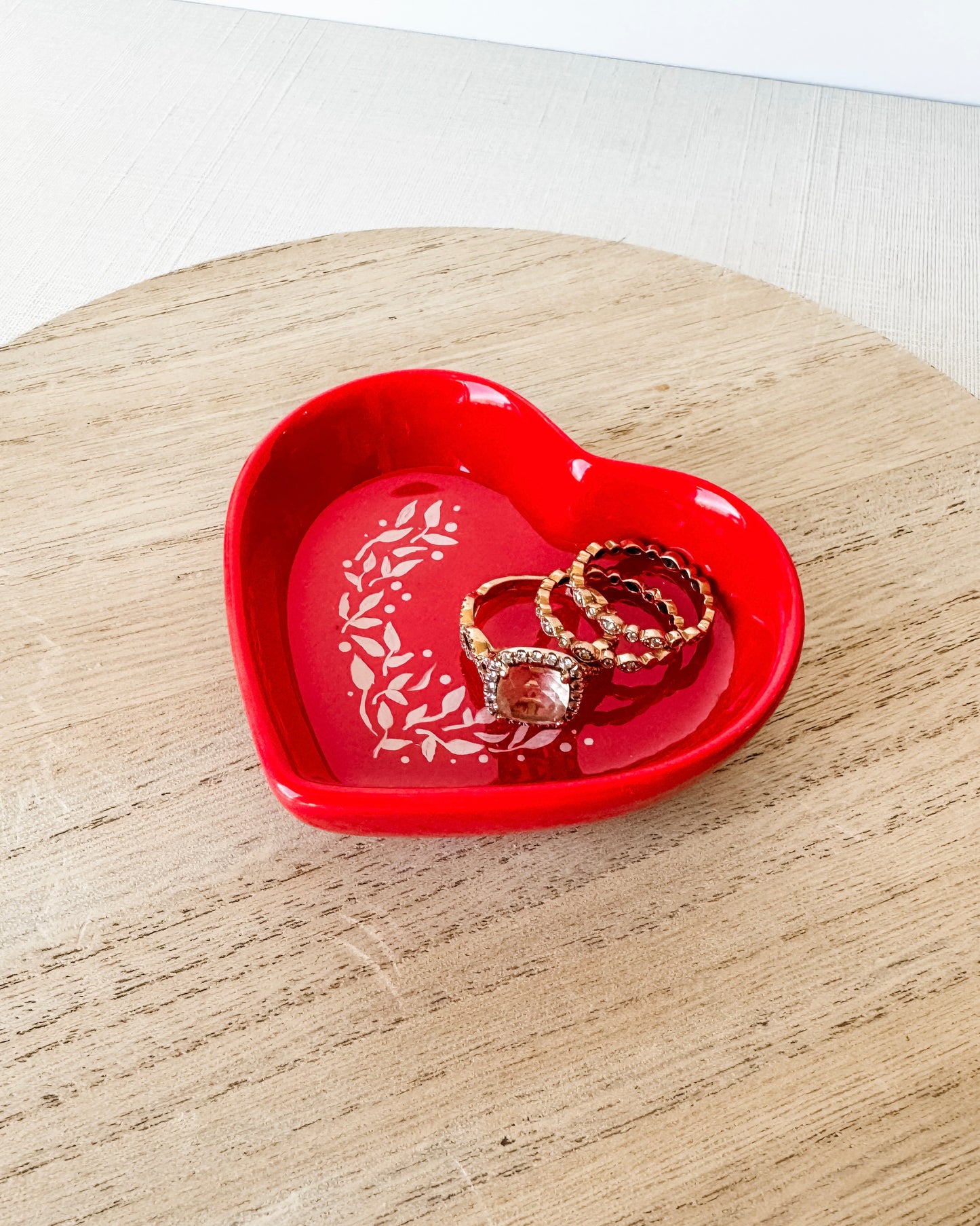 Botanical Heart Trinket Dish - Red