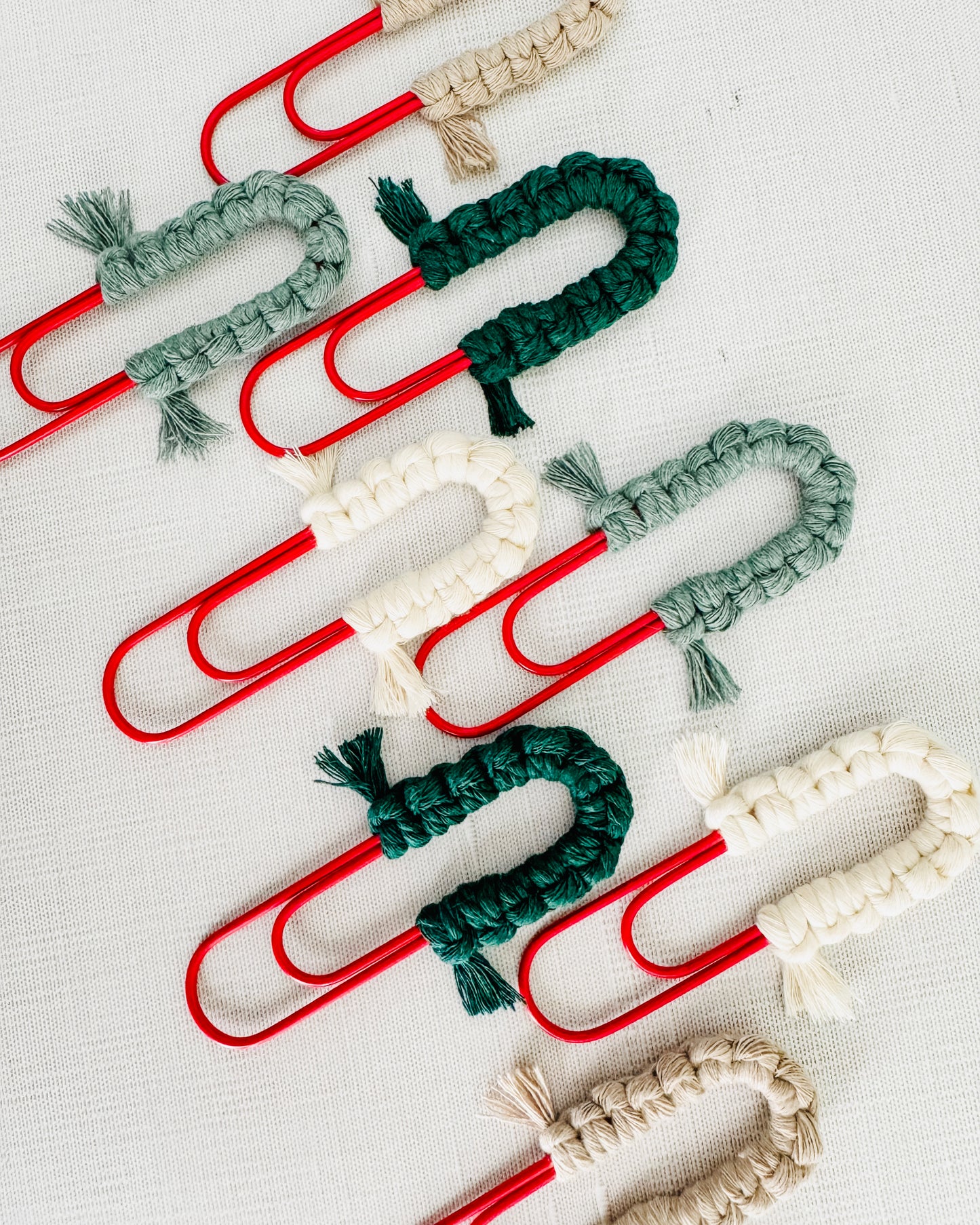 Macrame Paperclip Bookmarks - Red Paperclip