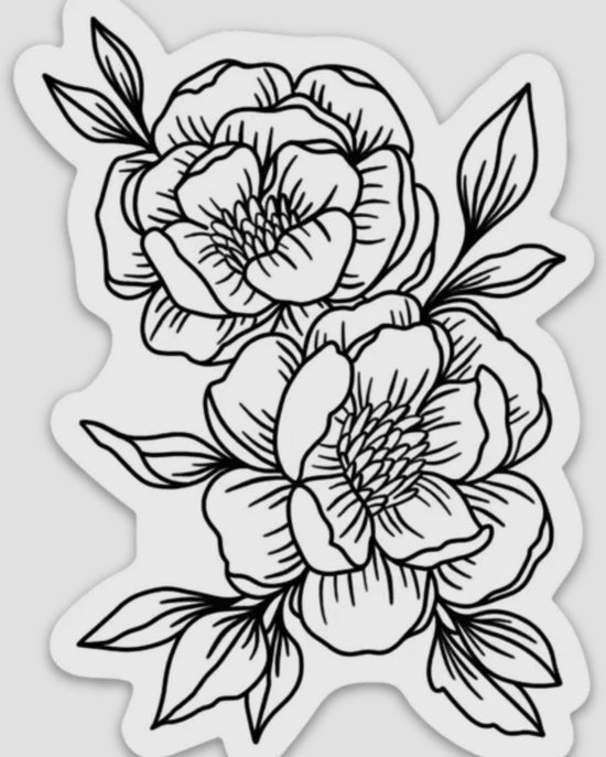 Line Drawn Peonies Sticker