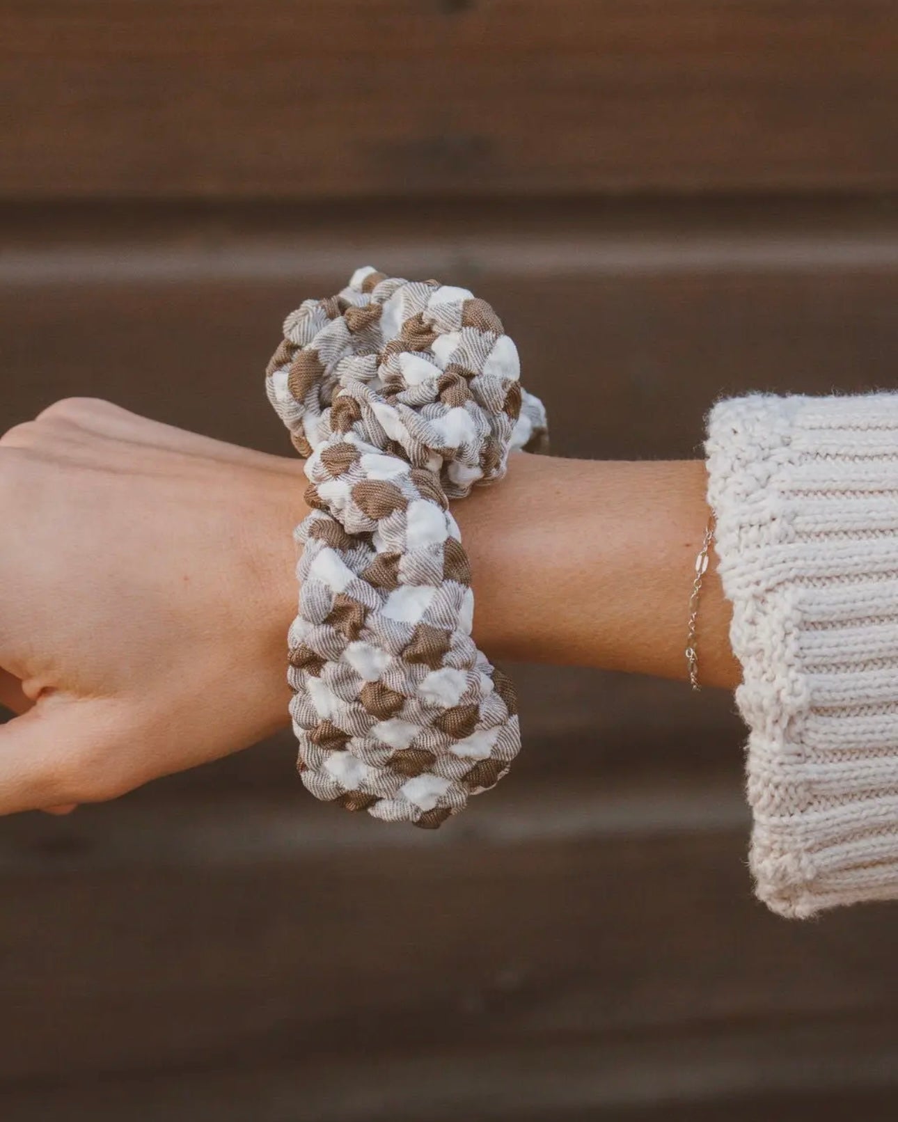 Brown Checkered Oversized Scrunchie Pre-Order