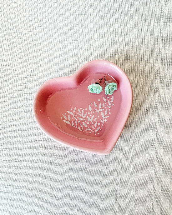 Botanical Heart Trinket Dish - Pink