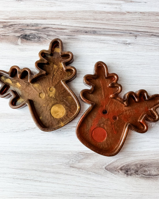 Reindeer Resin Tray - Copper & Brown