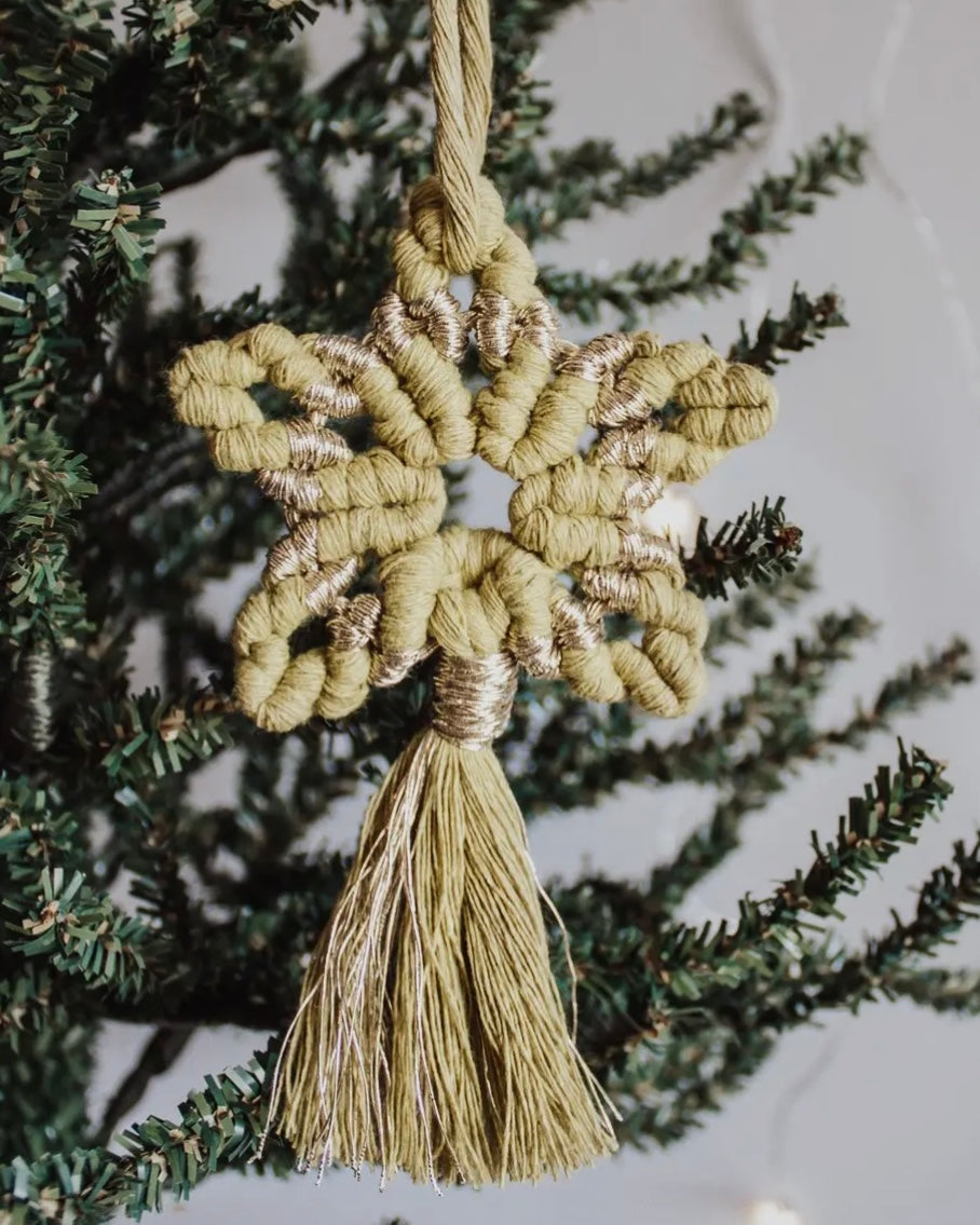 Macrame Star Ornament - Chartreuse